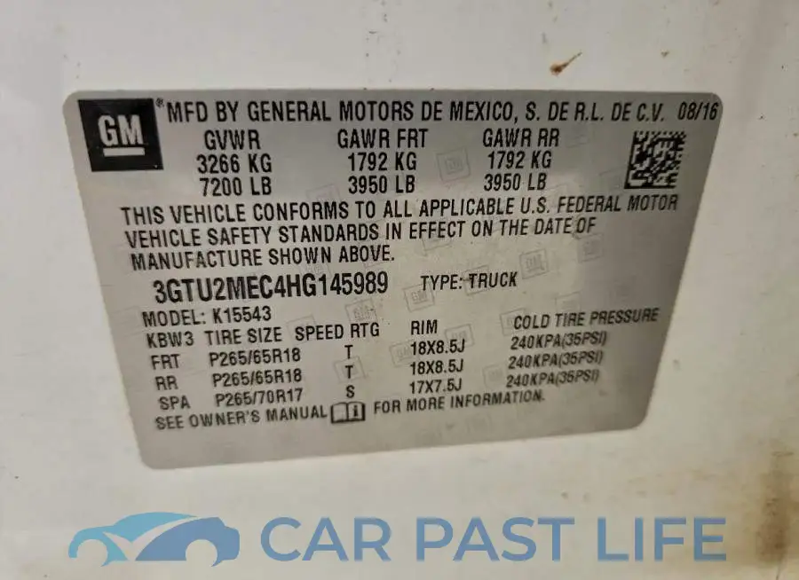 3GTU2MEC4HG145989# 12