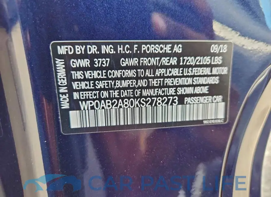 WP0AB2A80KS278273# 12