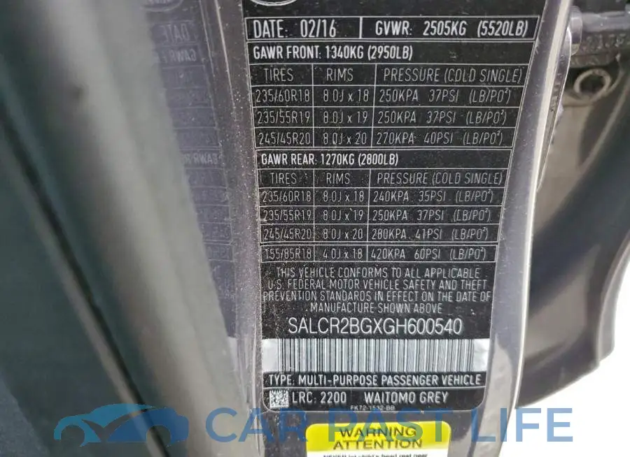 SALCR2BGXGH600540# 14