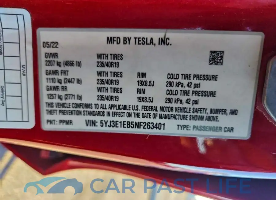 5YJ3E1EB5NF263401# 12