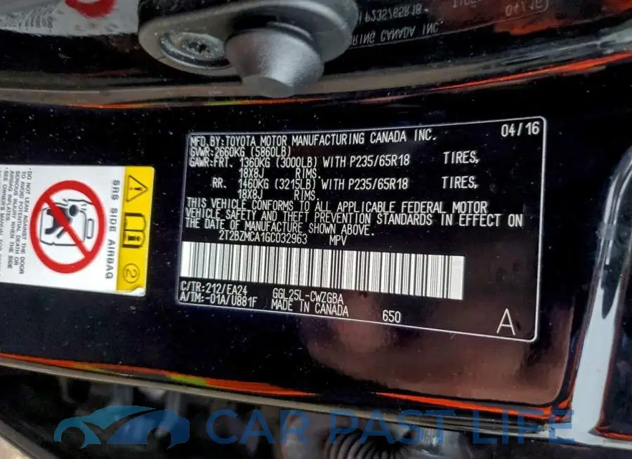 2T2BZMCA1GC032963# 12