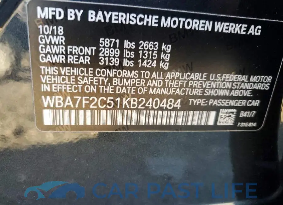 WBA7F2C51KB240484# 12