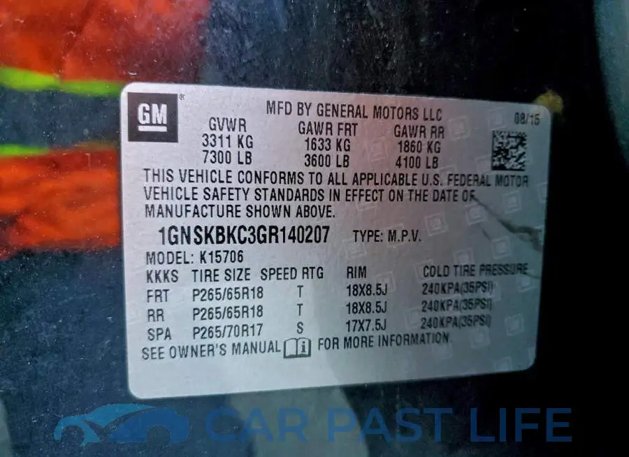 1GNSKBKC3GR140207# 13