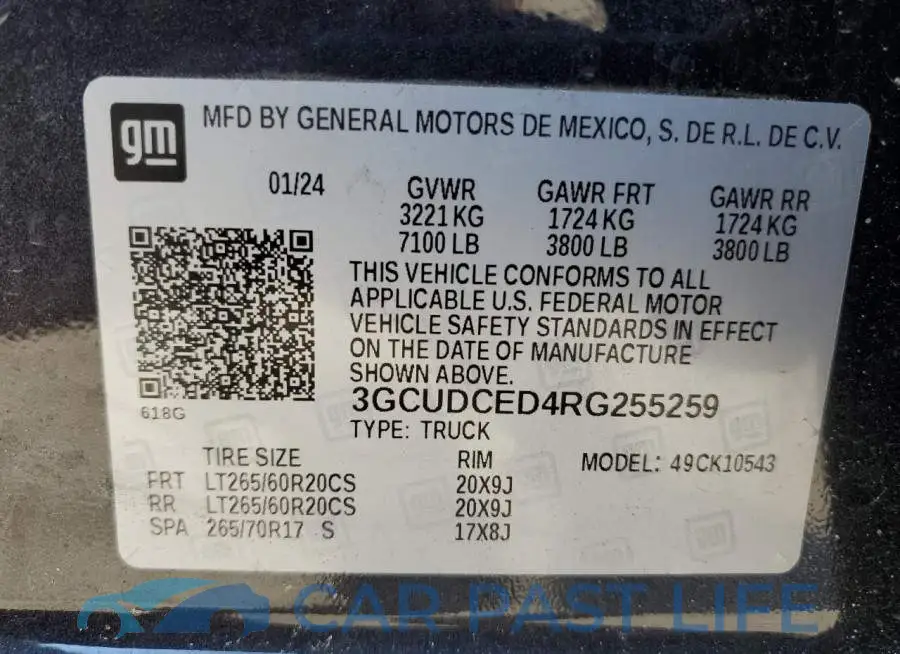 3GCUDCED4RG255259# 12