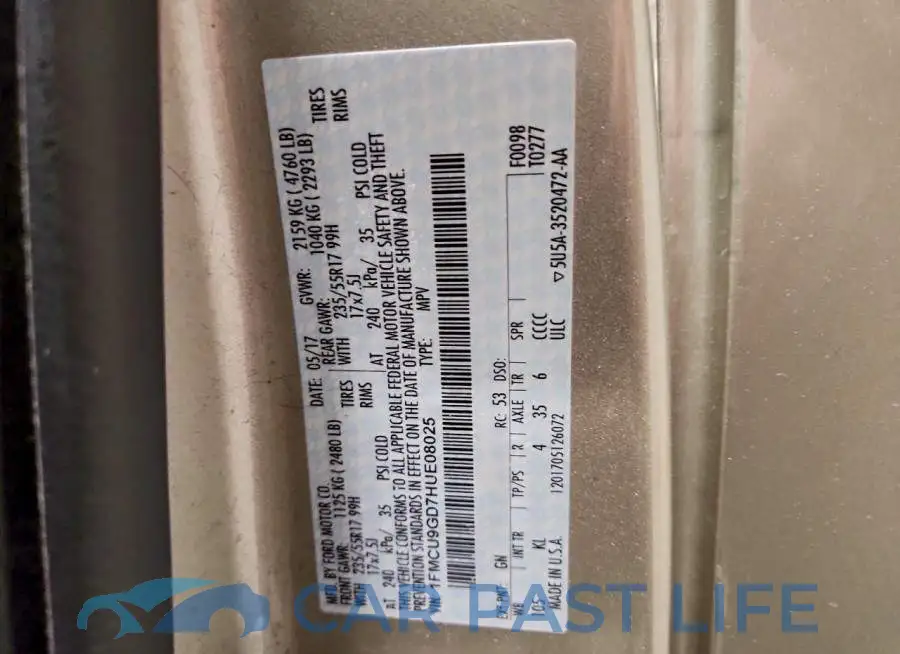 1FMCU9GD7HUE08025# 13