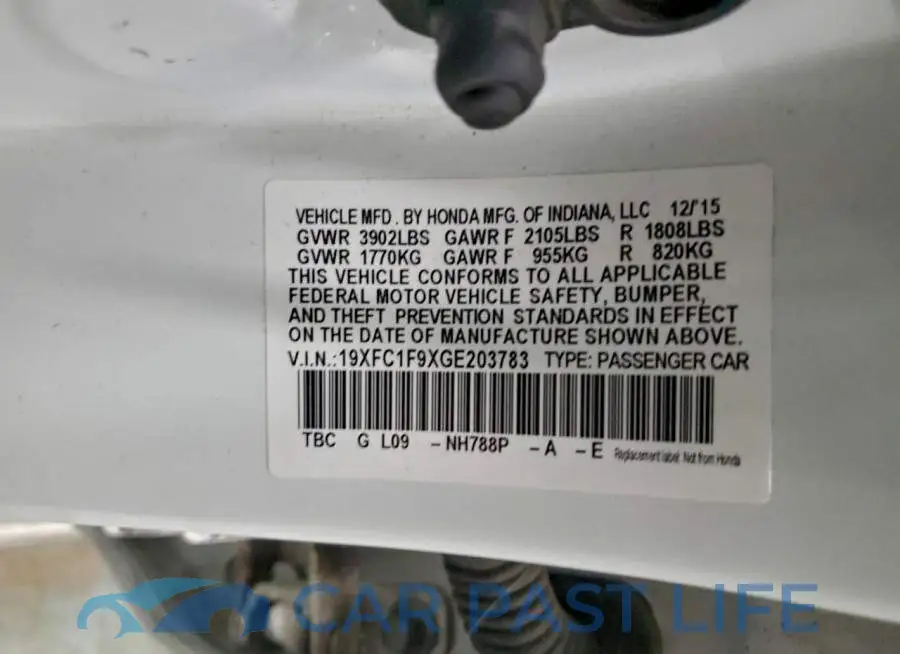 19XFC1F9XGE203783# 12