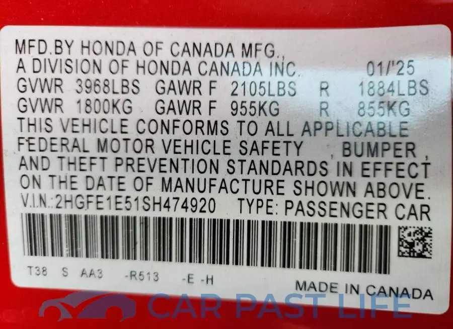 2HGFE1E51SH474920# 12