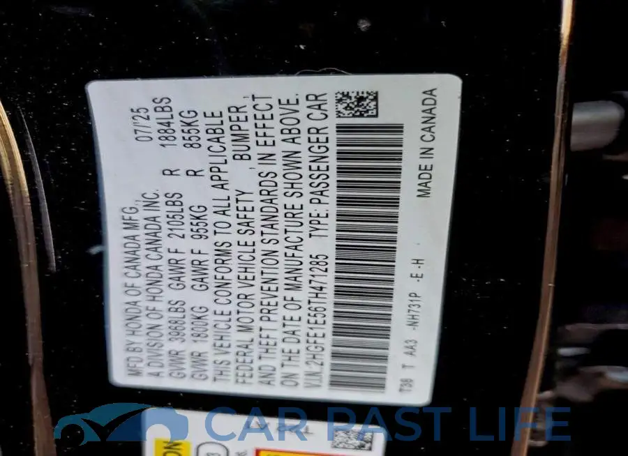 2HGFE1E56TH471285# 12