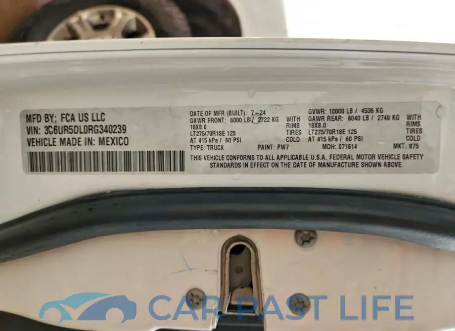 3C6UR5DL0RG340239# 13