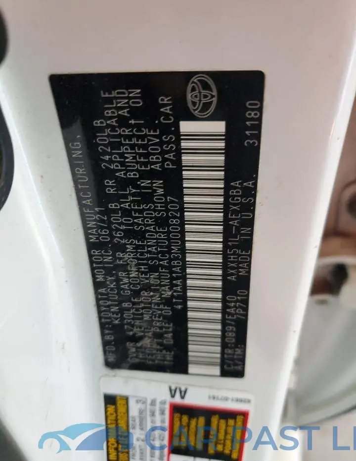 4T1AA1AB3MU008207# 12