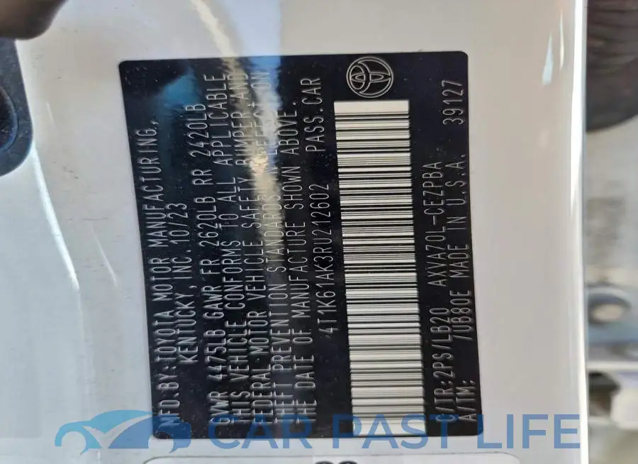 4T1K61AK3RU212602# 13
