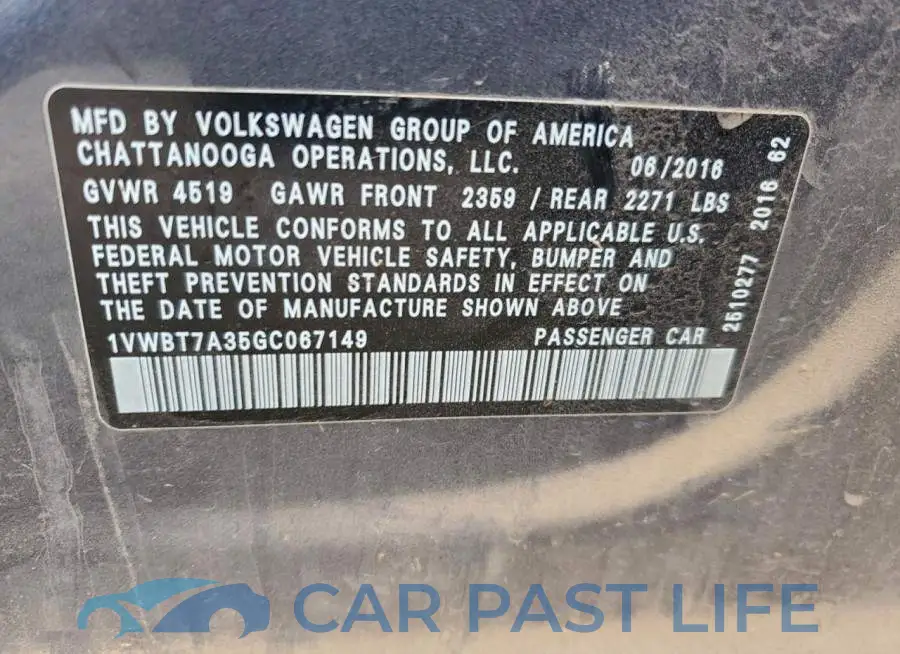 1VWBT7A35GC067149# 12