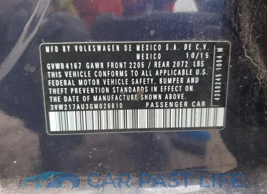 3VW217AU3GM026810# 13