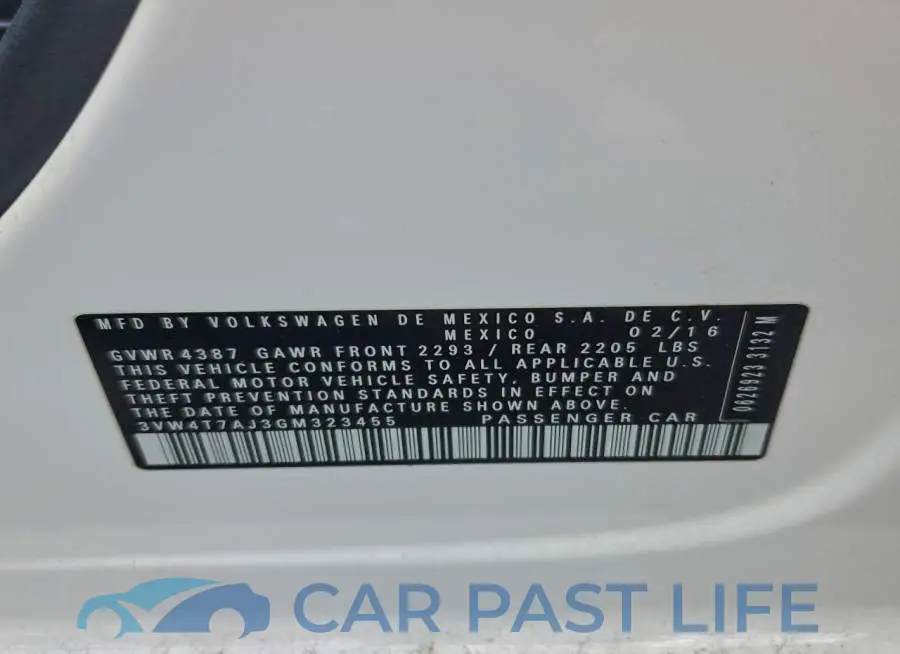 3VW4T7AJ3GM323455# 12