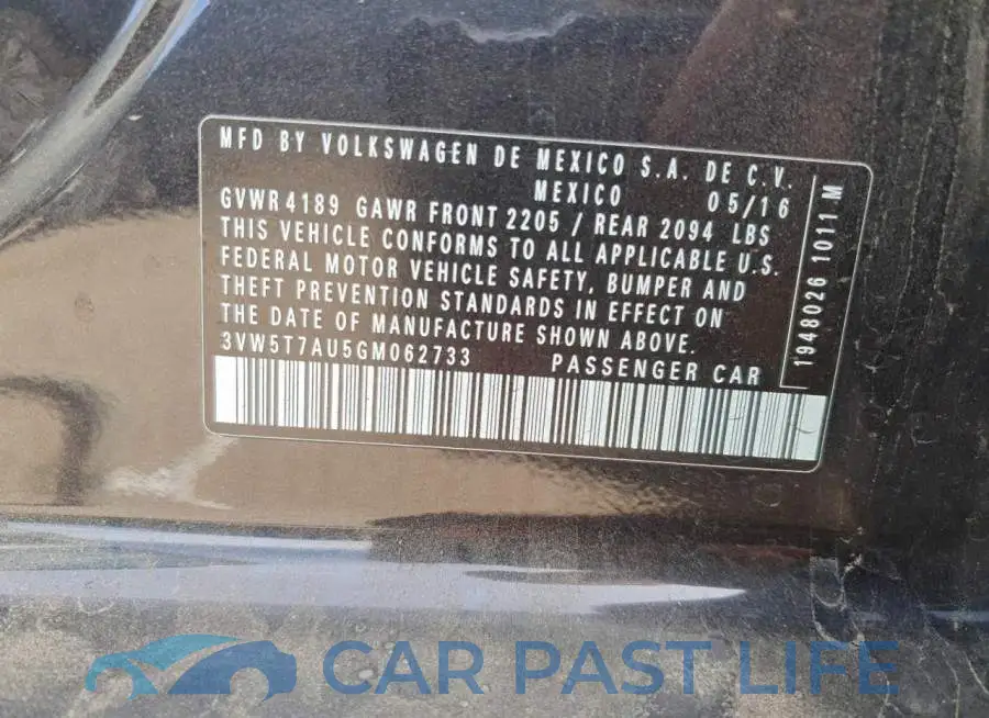 3VW5T7AU5GM062733# 13