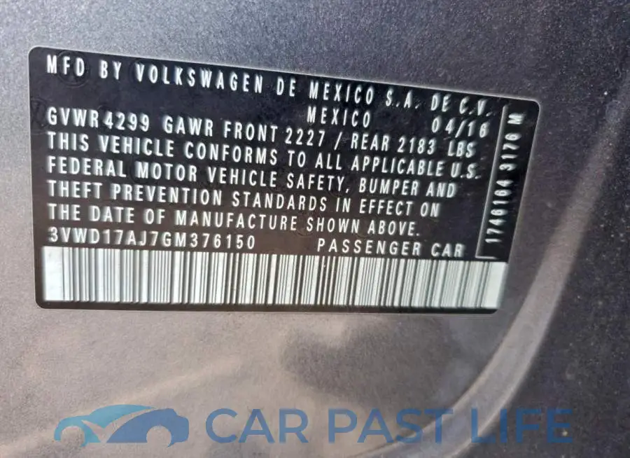 3VWD17AJ7GM376150# 12