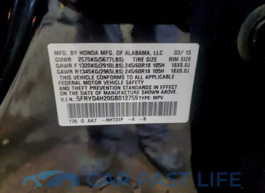5FRYD4H20GB012759# 14