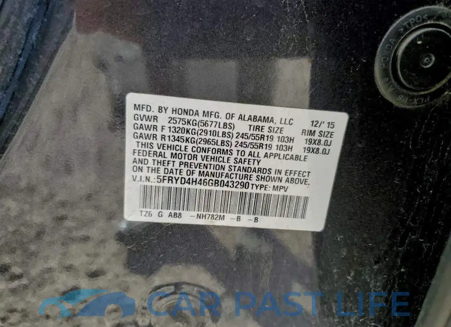 5FRYD4H46GB043290# 13