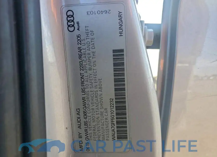 WAUA7GFF5G1012232# 12