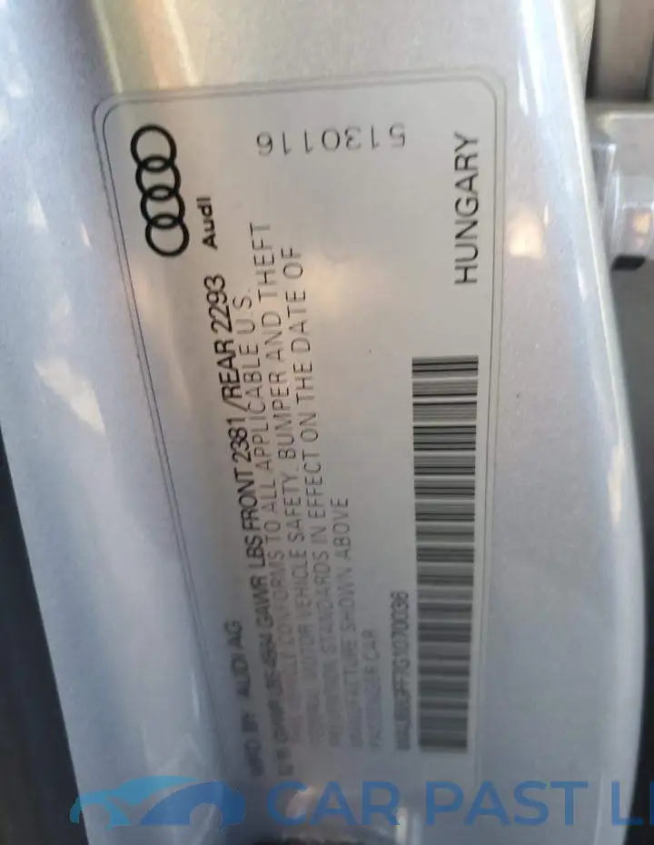 WAUB8GFF7G1070036# 12