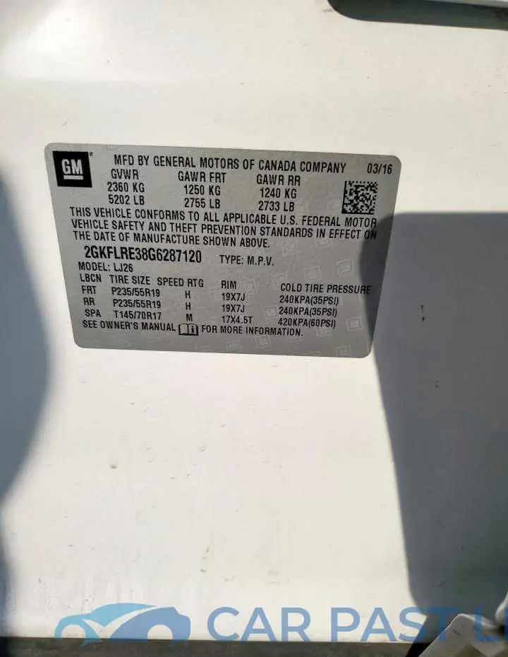 2GKFLRE38G6287120# 14