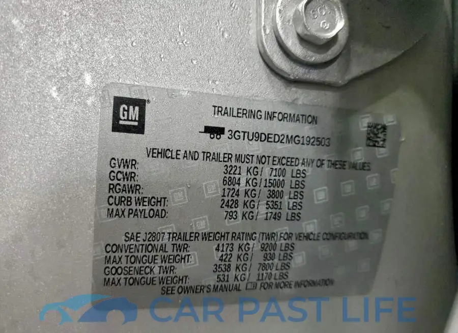3GTU9DED2MG192503# 13