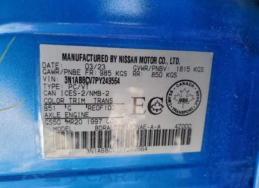 3N1AB8CV7PY249564# 12