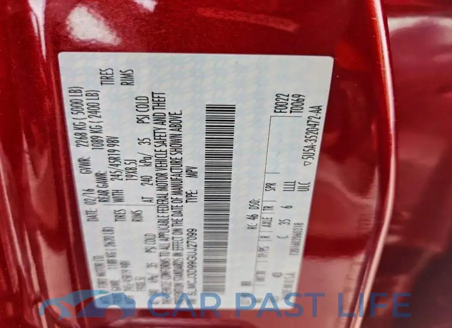 5LMCJ3D99GUJ27099# 13