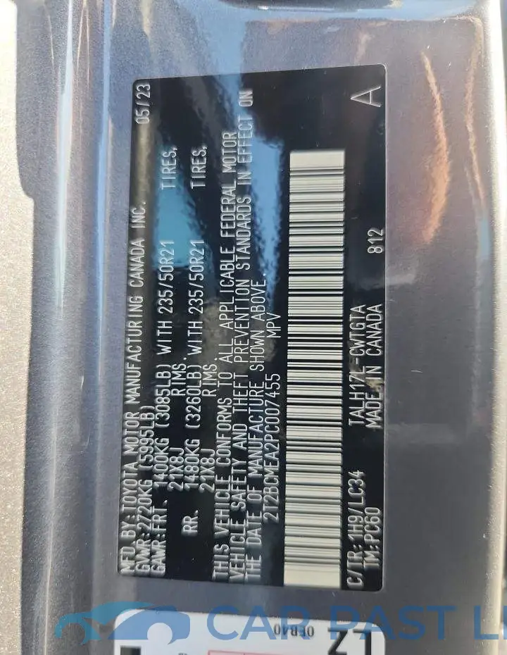 2T2BCMEA2PC007455# 13