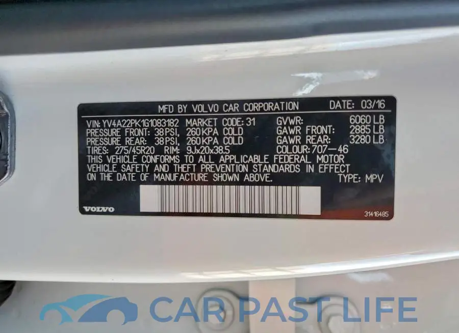 YV4A22PK1G1083182# 13