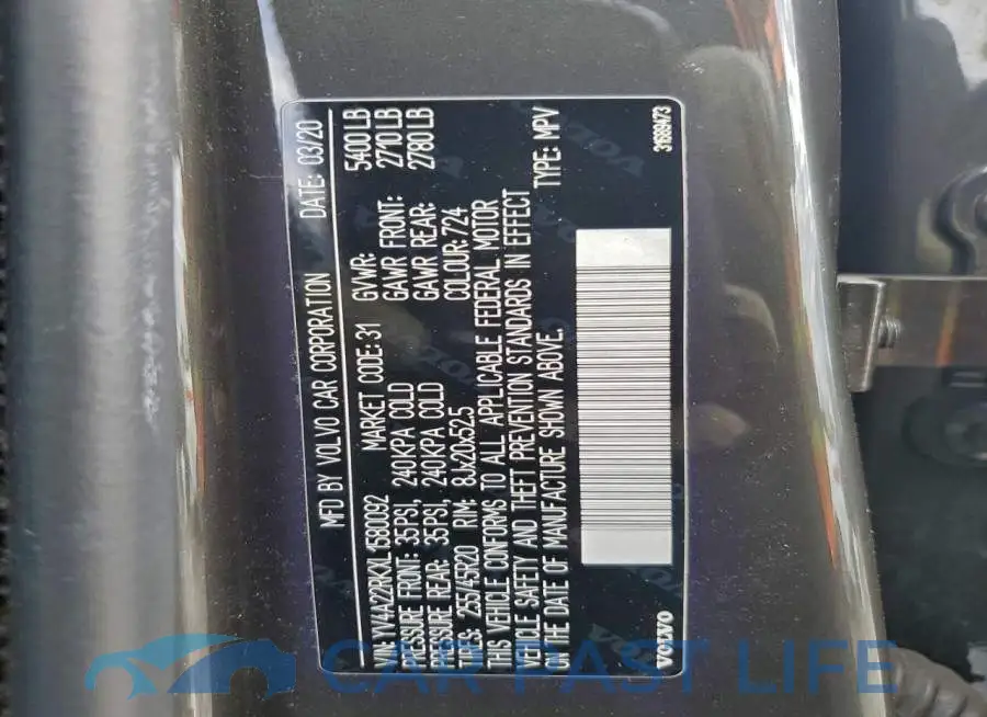 YV4A22RKXL1580092# 13