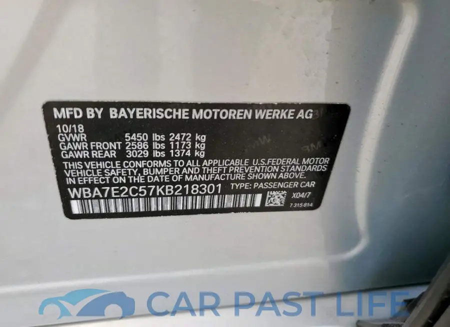 WBA7E2C57KB218301# 13