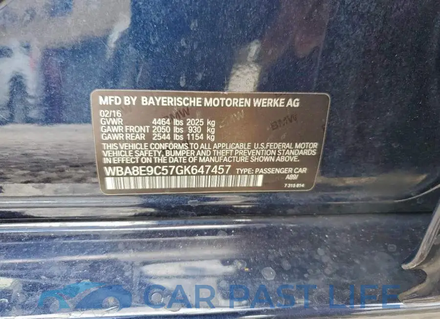 WBA8E9C57GK647457# 12