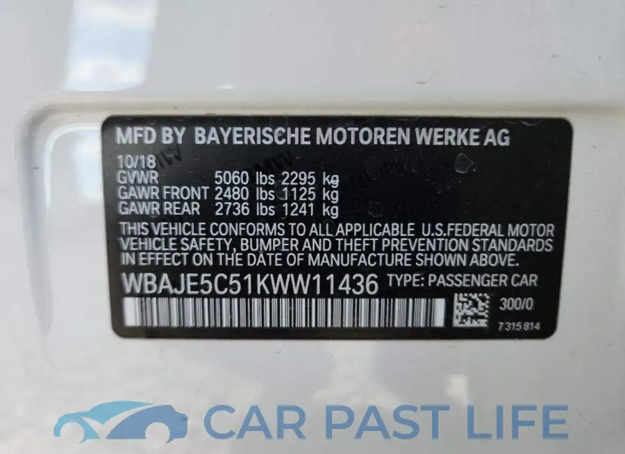 WBAJE5C51KWW11436# 12