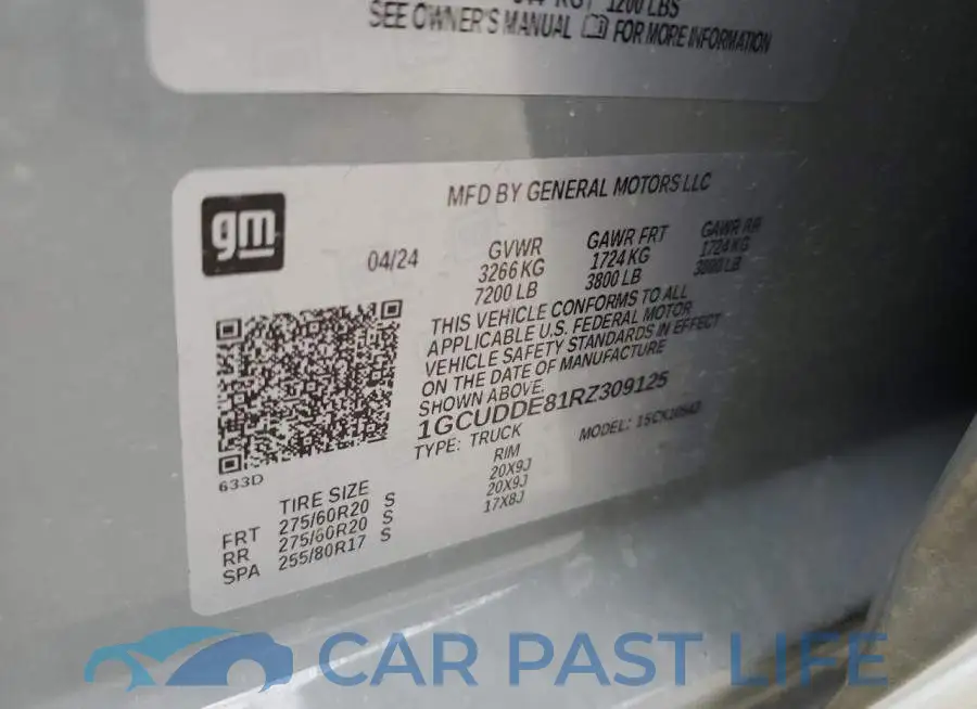 1GCUDDE81RZ309125# 12