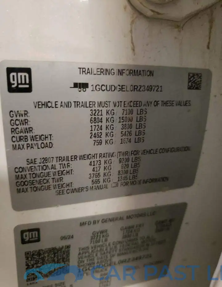 1GCUDGEL0RZ349721# 12