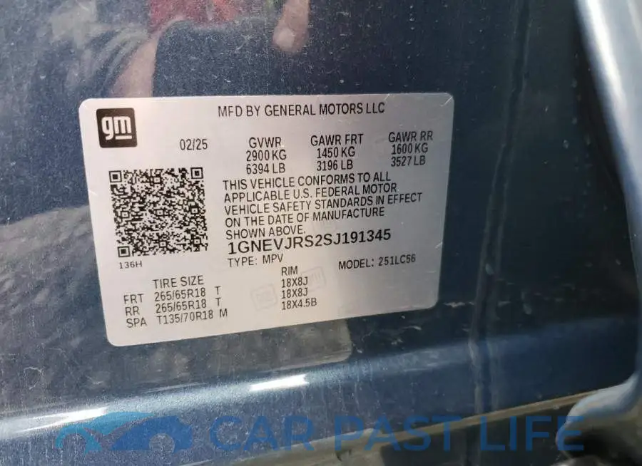 1GNEVJRS2SJ191345# 13