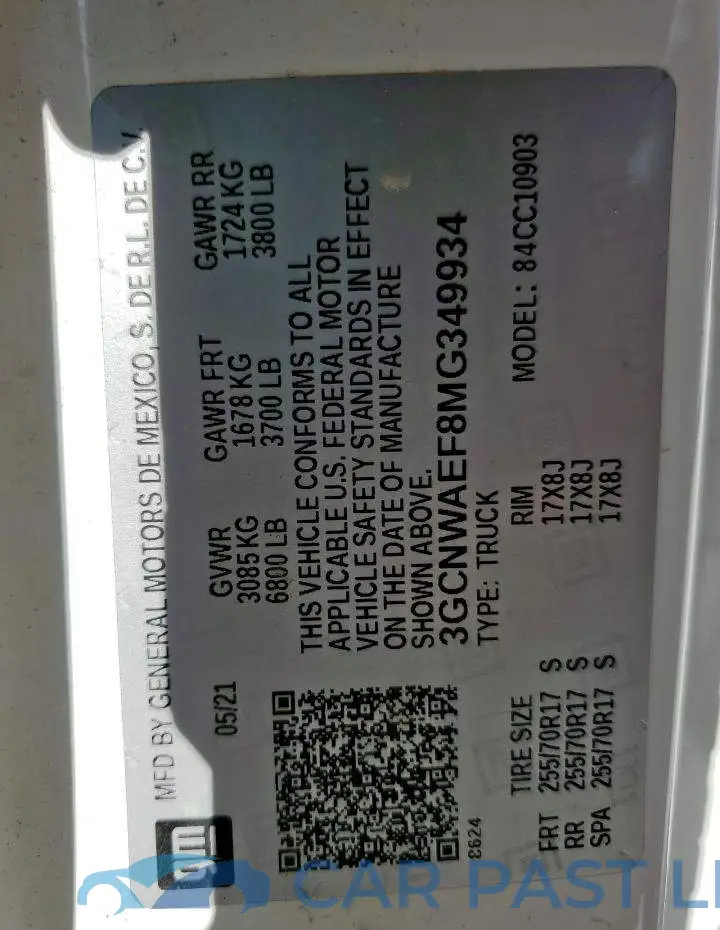 3GCNWAEF8MG349934# 12