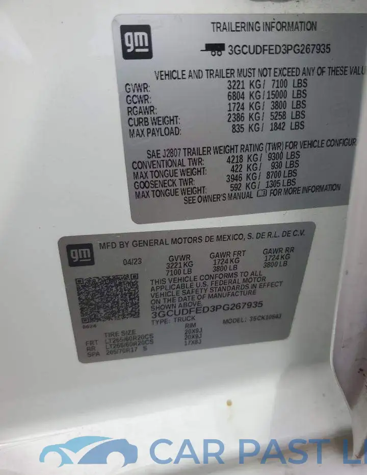 3GCUDFED3PG267935# 12