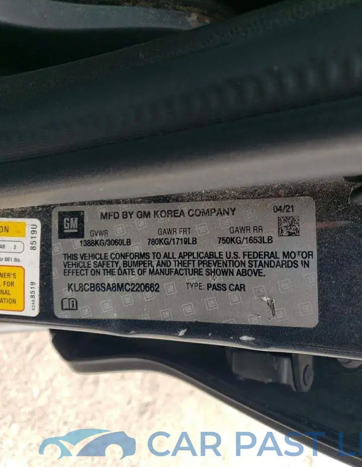 KL8CB6SA8MC220662# 12
