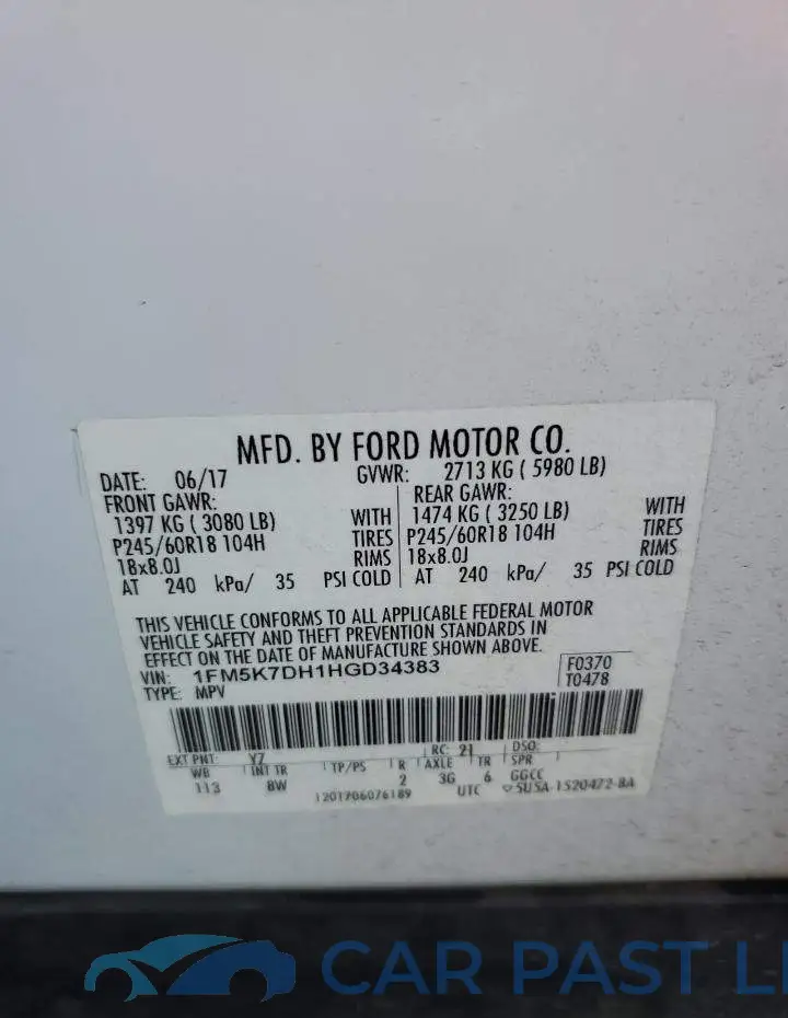 1FM5K7DH1HGD34383# 13