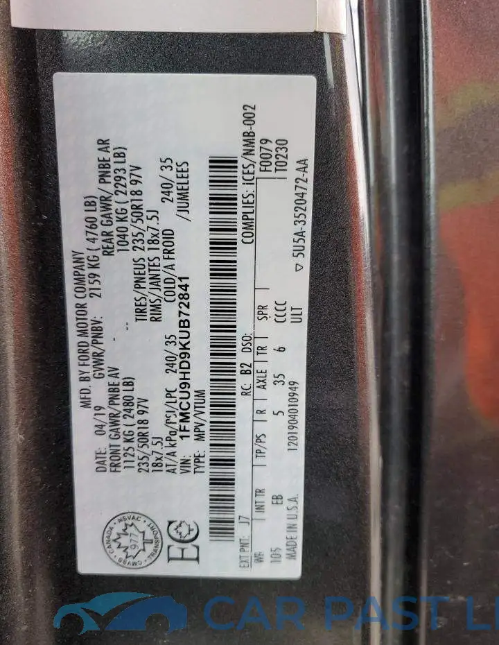 1FMCU9HD9KUB72841# 14