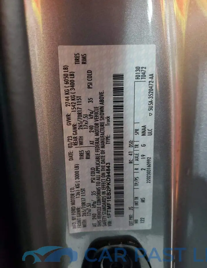 1FTMF1EB2PKD94843# 12
