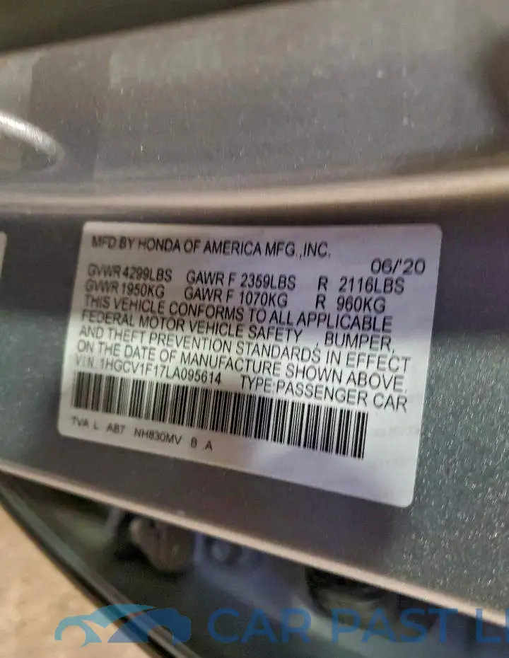 1HGCV1F17LA095614# 12