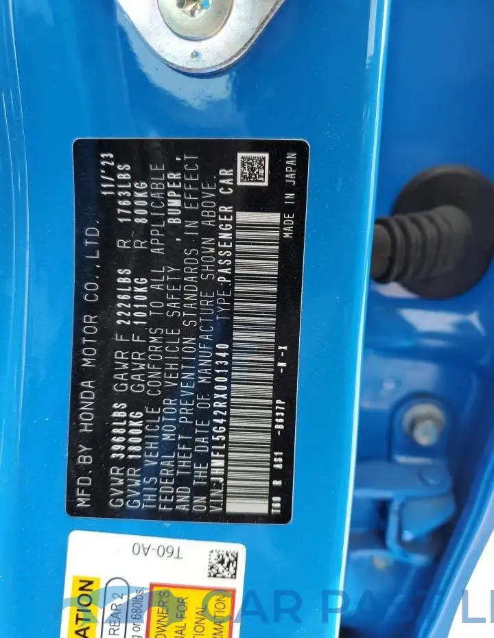 JHMFL5G42RX001340# 12