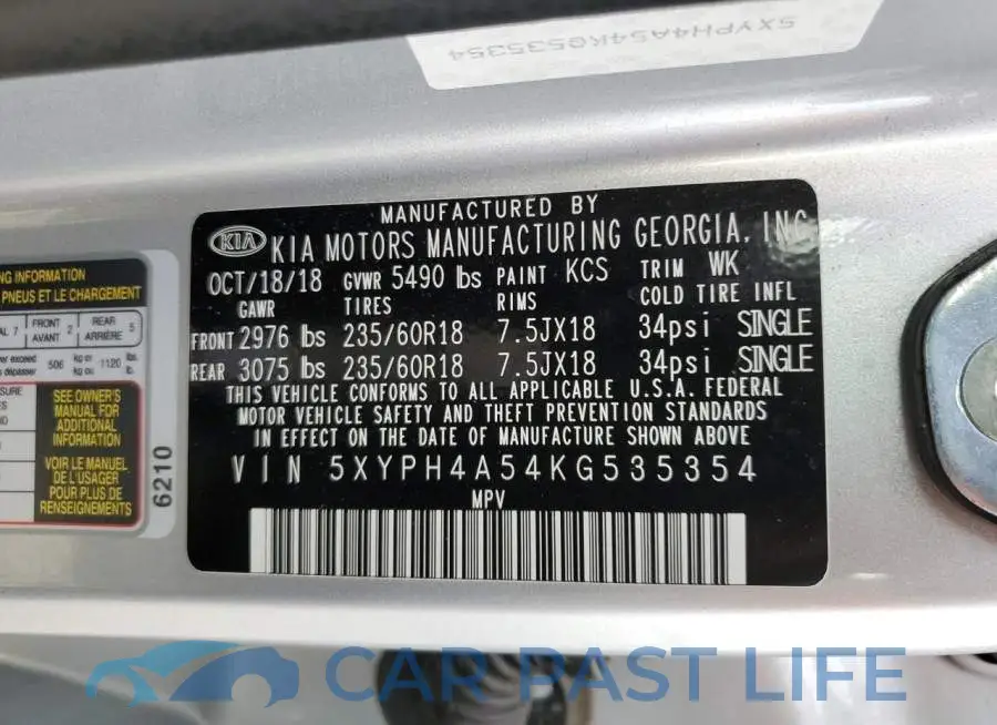 5XYPH4A54KG535354# 13