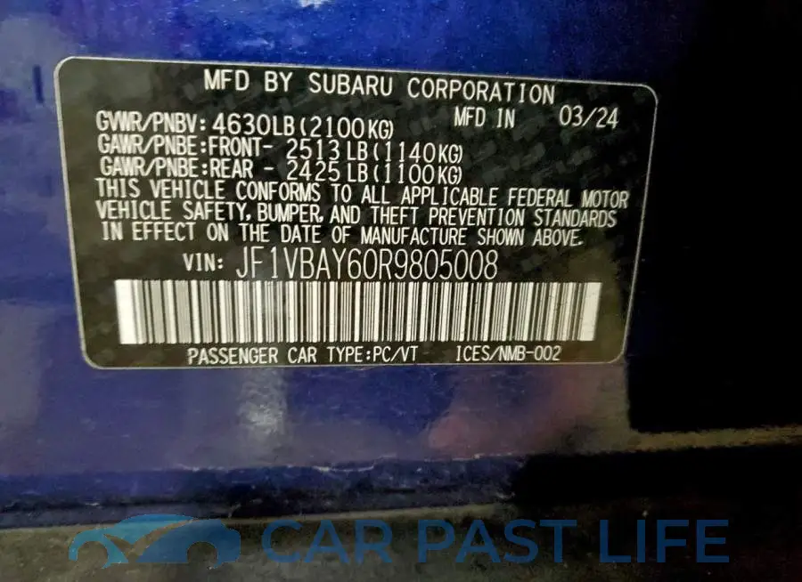 JF1VBAY60R9805008# 12