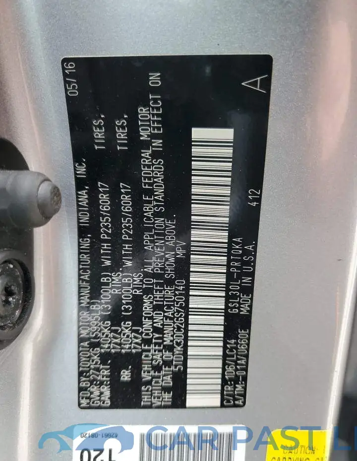 5TDYK3DC2GS750140# 14
