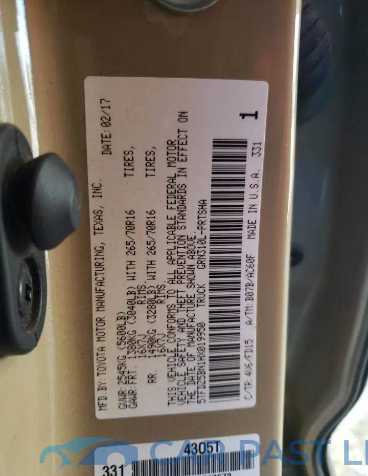 5TFDZ5BN1HX019950# 13