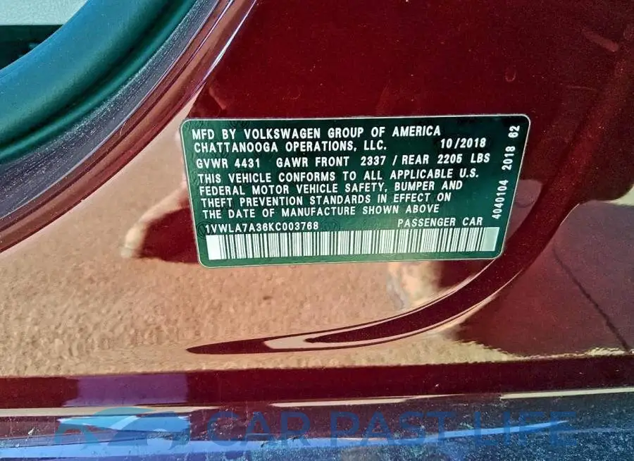 1VWLA7A36KC003768# 12